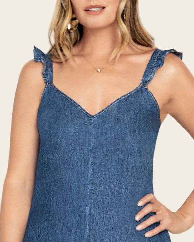 Vestido midi tipo denim