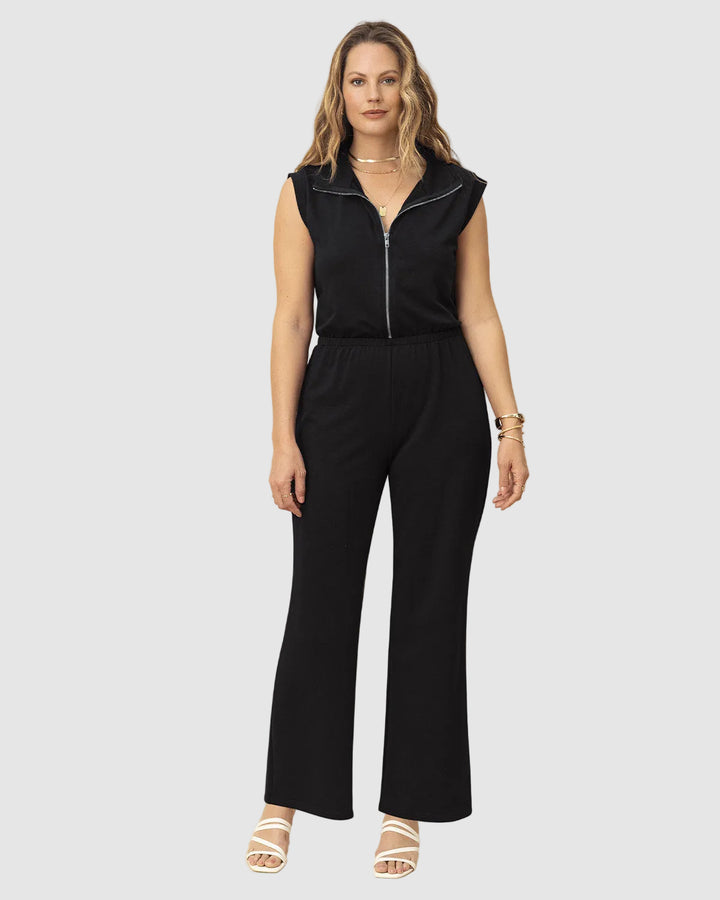 Enterizo largo con cierre en frente y elástico en cintura