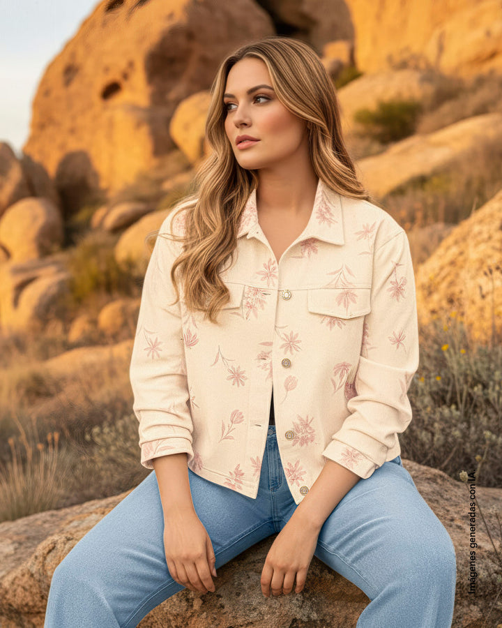 Chaqueta en denim estampada