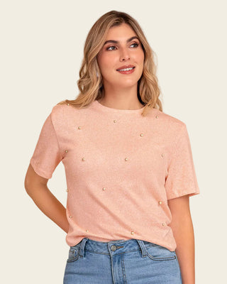 Camiseta manga corta con apliques de perlas#color_301-rosa-claro