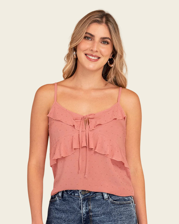 Camiseta de tiritas con boleros elaborada en tela con relieve