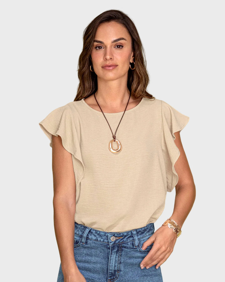 Blusa con boleros en mangas en tela craquelada
