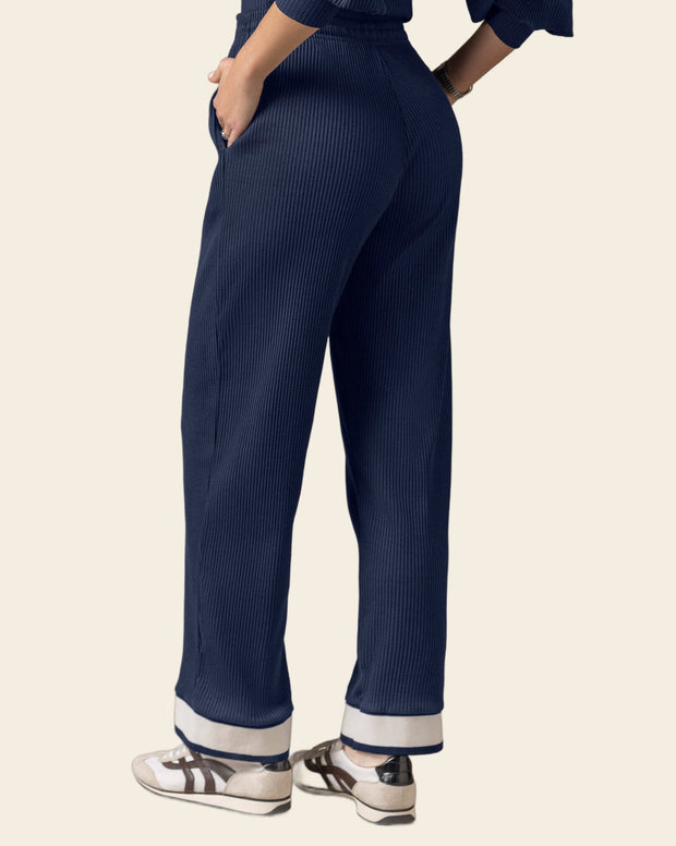 Pantalón bota recta en tela acanalada