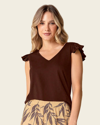 Camiseta con bolero en mangas#color_c24-cafe-chocolate