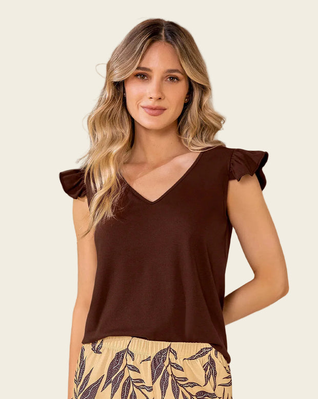 Camiseta con bolero en mangas