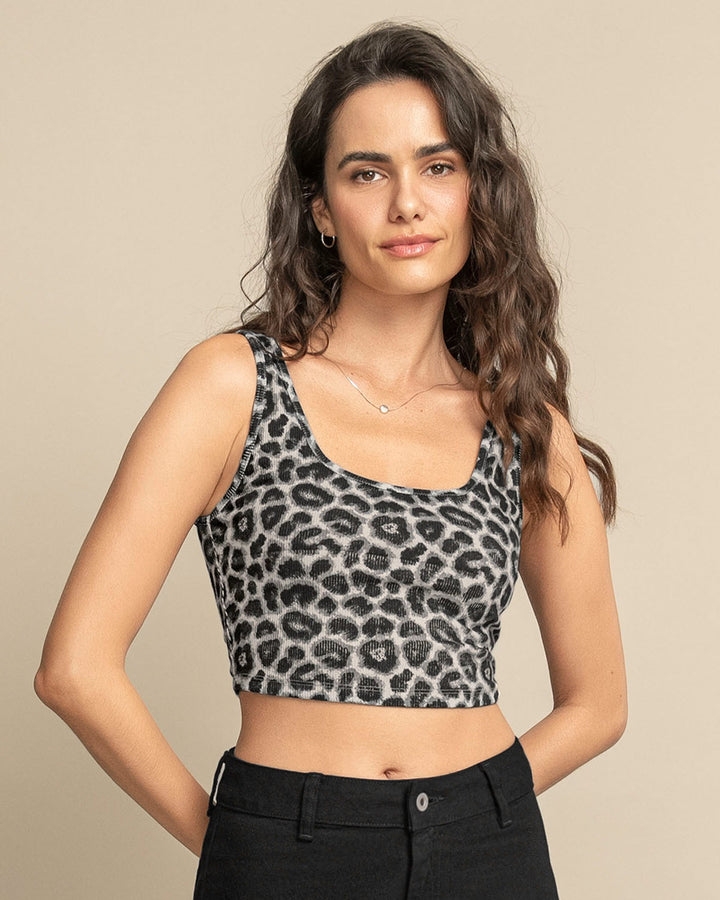 Camiseta manga sisa crop top en tejido acanalado