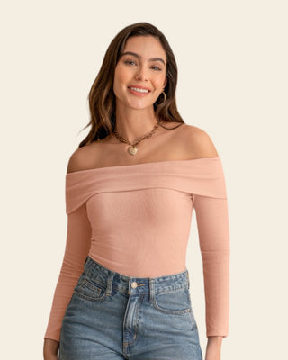 Camiseta strapless manga larga#color_c30-rosado