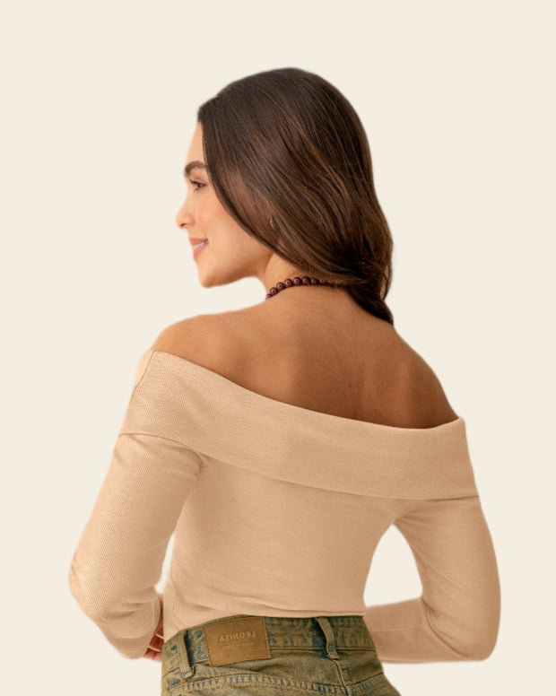 Camiseta strapless manga larga