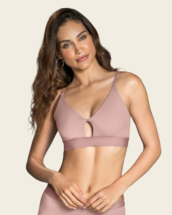 Solo-POS Top en microfibra con detalle entorchado en escote#color_a20-palo-de-rosa