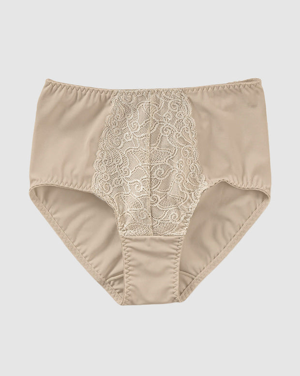 Panty clásico de compresión suave con toques de encaje en abdomen