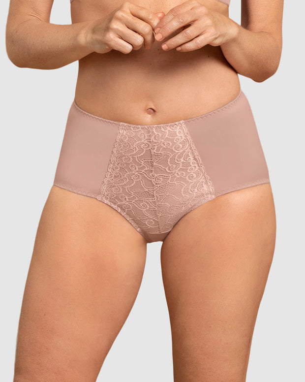 Panty clásico de compresión suave con toques de encaje en abdomen