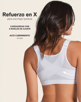 Brasier corrector de postura con compresión de volumen del busto Multi/Functional#color_000-blanco