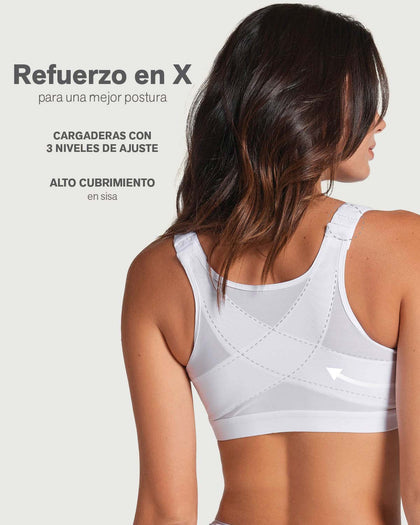 Brasier corrector de postura, compresión volumen del busto