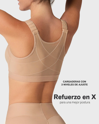 Brasier corrector de postura con compresión de volumen del busto Multi/Functional#color_801-cafe-medio