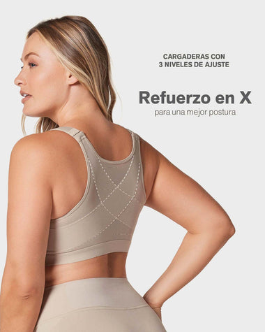 Brasier corrector de postura con compresión de volumen del busto Multi/Functional#color_802-cafe-claro