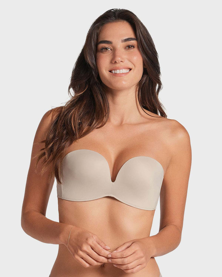 Brasier strapless antigravedad de realce alto sin varilla
