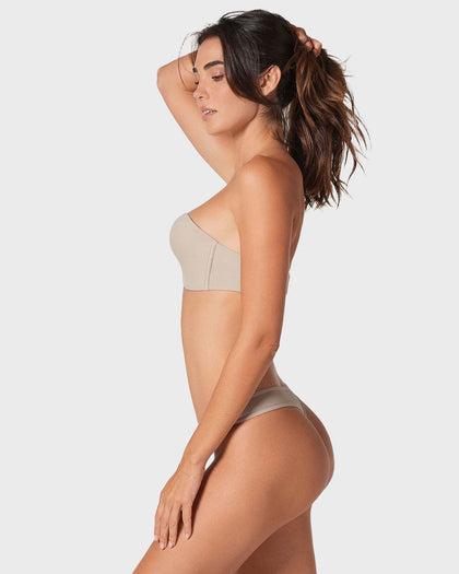 Brasier strapless antigravedad de realce alto sin varilla#color_802-cafe-claro