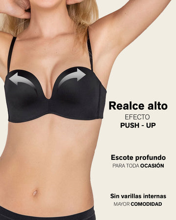 Brasier strapless antigravedad de realce alto sin varilla#color_700-negro
