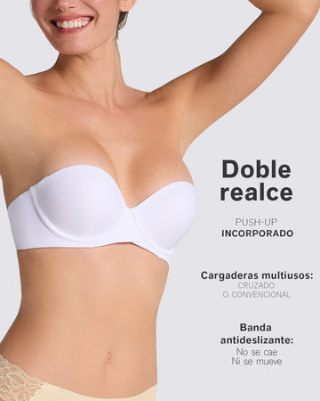 Brasier strapless Magic Up de doble realce que aumenta dos tallas de copa#color_000-blanco