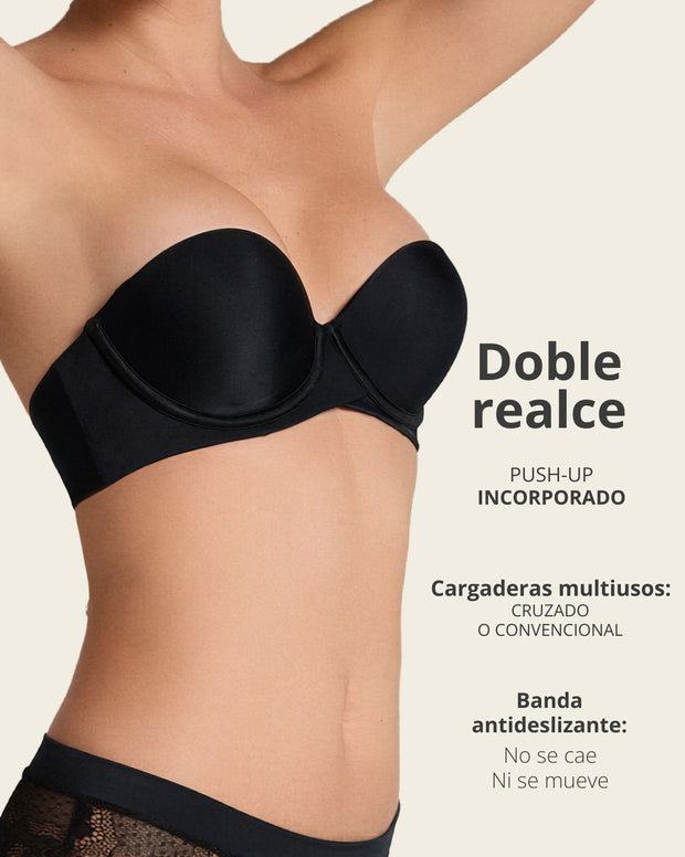 Brasier strapless Magic Up de doble realce que aumenta dos tallas de copa