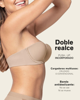 Brasier strapless Magic Up de doble realce que aumenta dos tallas de copa#color_802-cafe-claro