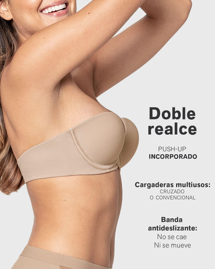 Brasier strapless Magic Up de doble realce que aumenta dos tallas de copa#color_000-blanco
