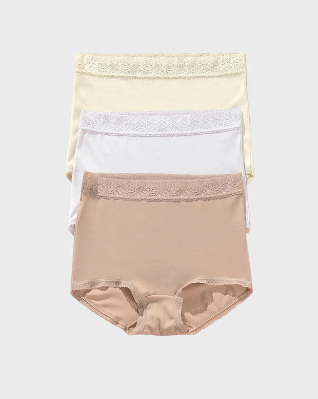 Paquete x 3 panties clásicos con toques de encaje