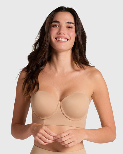 Brasier Strapless de Espalda Ancha, Buen Soporte#color_801-cafe-medio