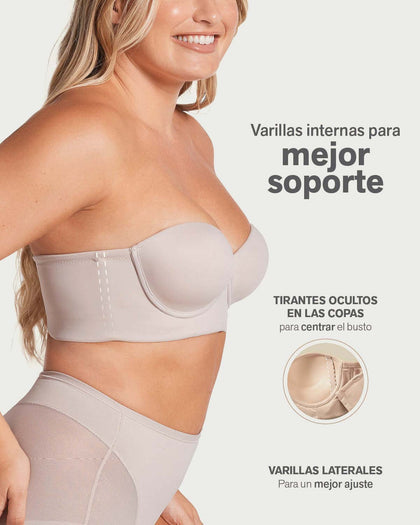 Brasier Strapless de Espalda Ancha, Buen Soporte