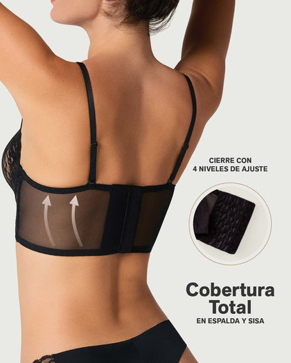 Brasier tipo bralette en encaje y transparencias