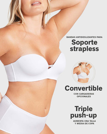 Brasier wow de triple realce ideal como strapless#color_000-blanco