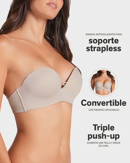 Brasier WOW de triple realce ideal como strapless#color_b94-marfil-estampado