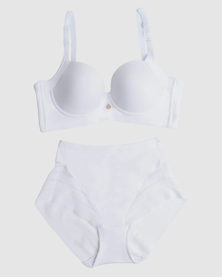High Profile Bra + Stripe Undetectable Panty en Blanco