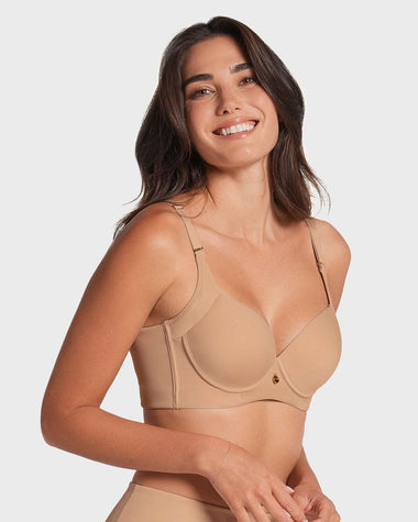 Brasier de realce suave y cubrimiento alto en sisa y espalda Cover Bra#color_801-cafe-medio