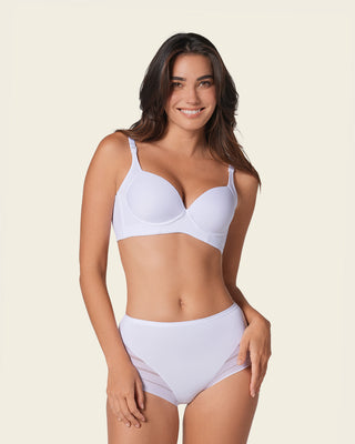 High Profile Bra + Stripe Undetectable Panty en Blanco