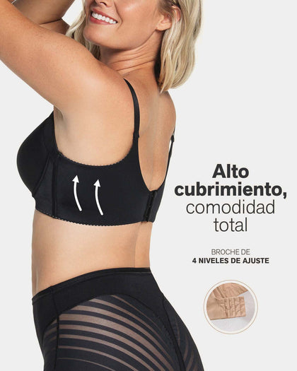 Brasier de realce suave y cubrimiento alto en sisa y espalda Cover Bra#color_700-negro