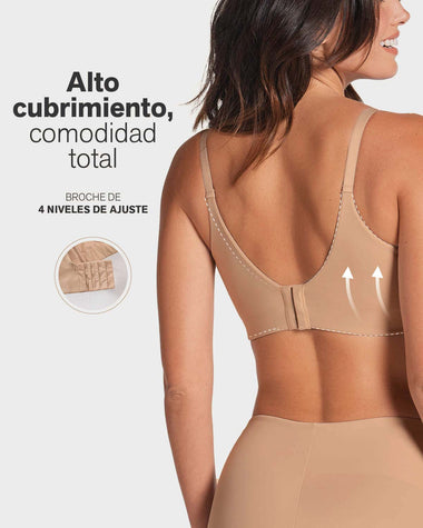 Brasier de realce suave y cubrimiento alto en sisa y espalda Cover Bra#color_801-cafe-medio