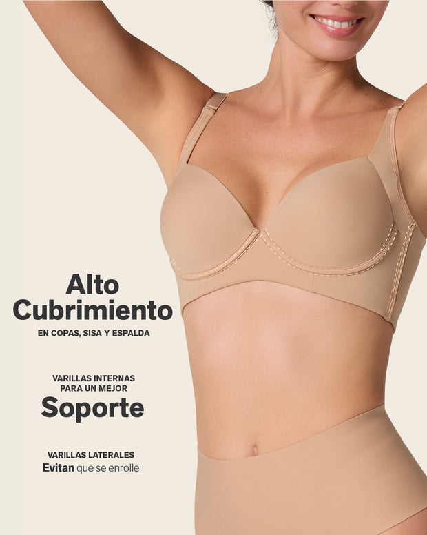 High Profile Bra + Stripe Undetectable Panty en Café Medio