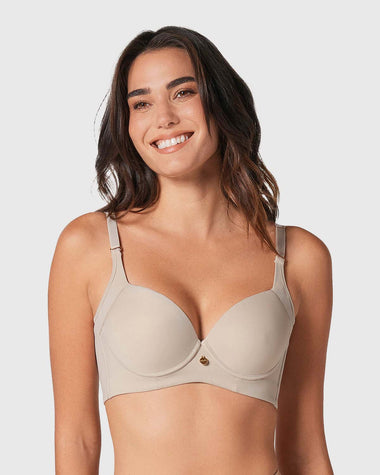 Brasier de realce suave y cubrimiento alto en sisa y espalda Cover Bra#color_802-cafe-claro