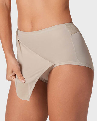 Faja pantalón postparto de compresión fuerte#color_802-cafe-claro