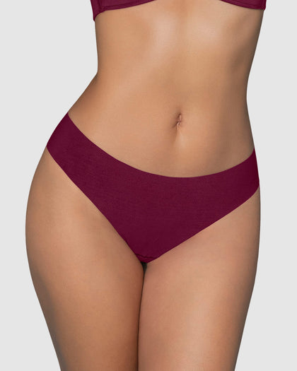 Panty brasilera invisible ultraplano sin elásticos y de pocas costuras#color_430-vino