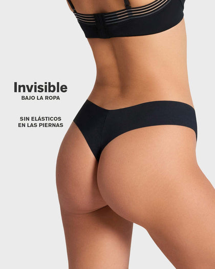 Panty brasilera invisible ultraplano sin elásticos y de pocas costuras#color_785-negro-jaspe