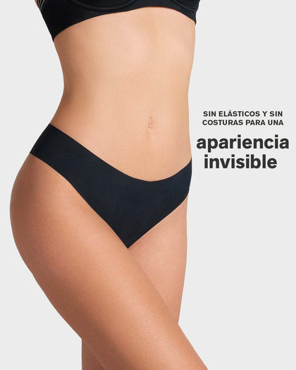 Panty brasilera invisible ultraplano sin elásticos y de pocas costuras#color_785-negro-jaspe