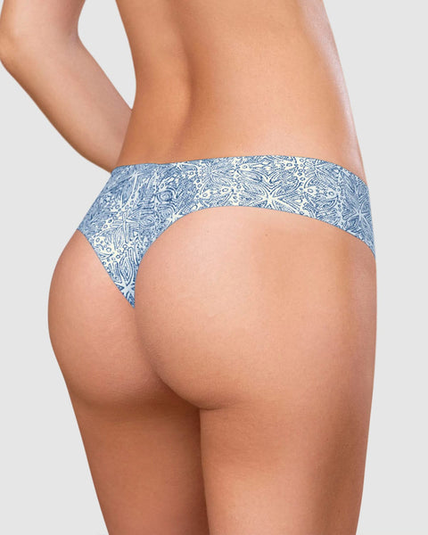 Panty brasilera invisible ultraplano sin elásticos y de pocas costuras#color_a67-estampado-azul