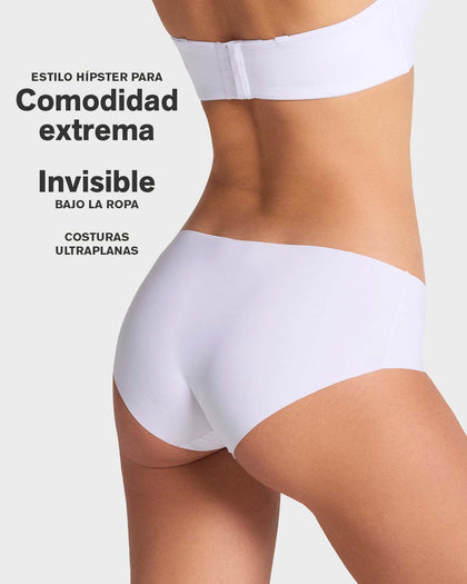 Panty hípster invisible ultraplano sin elásticos y de pocas costuras#color_000-blanco
