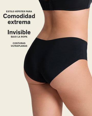 Panty hípster invisible ultraplano sin elásticos y de pocas costuras#color_785-negro-jaspe