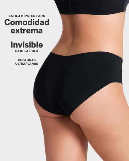 Panty hípster invisible ultraplano sin elásticos y de pocas costuras#color_785-negro-jaspe