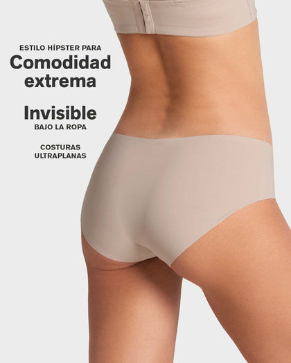 Panty hípster invisible ultraplano sin elásticos y de pocas costuras#color_802-cafe-claro