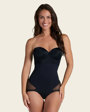 Panty faja de tiro alto y compresión de abdomen invisible en glúteos#color_700-negro