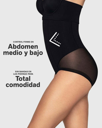 Panty faja de tiro alto y compresión de abdomen invisible en glúteos#color_700-negro
